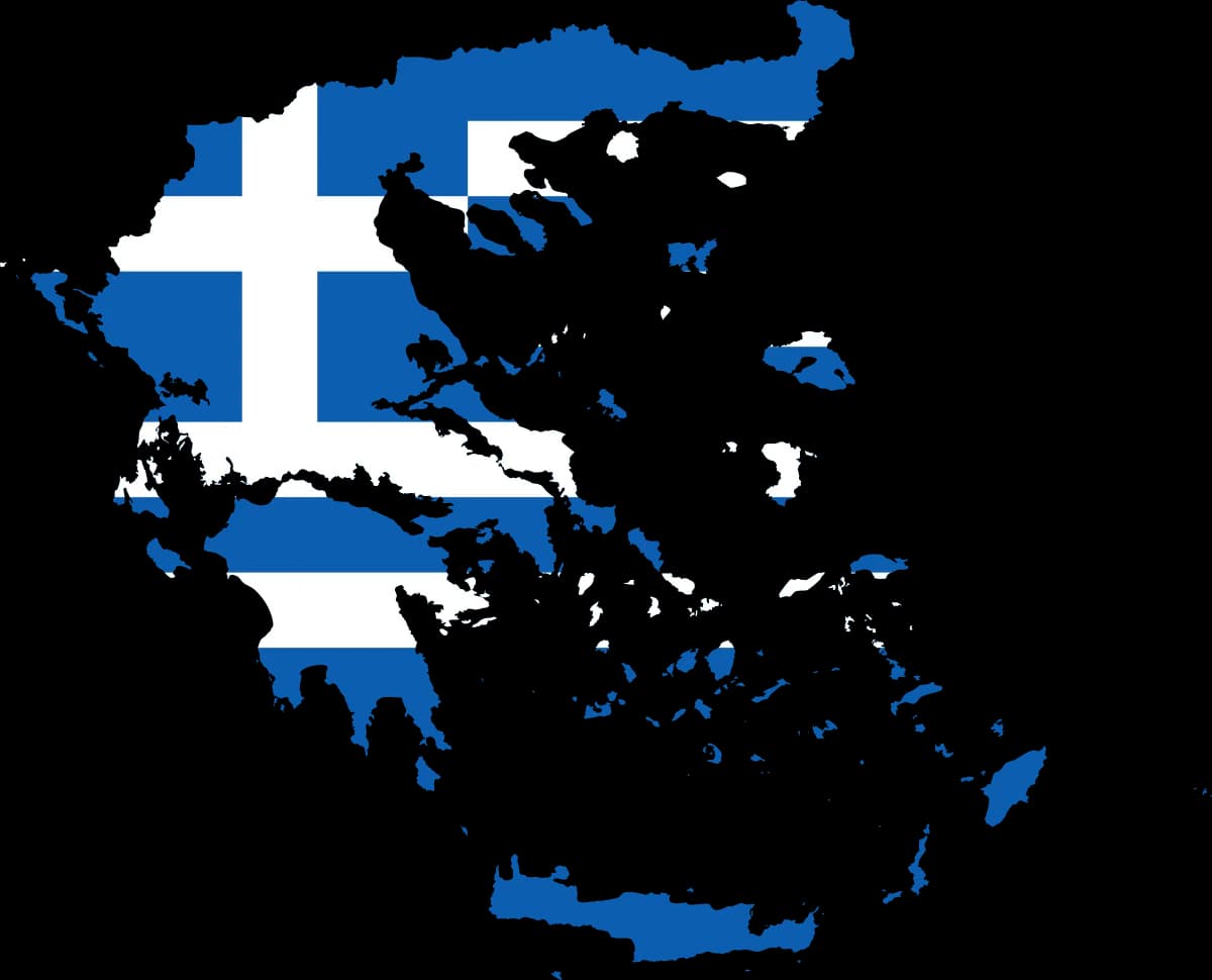 Map and flag of Greece